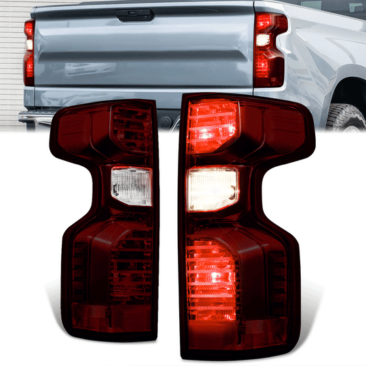 FAROS TRASEROS 19-24 CHEVY SILVERADO 1500 - FITS MODELS WITH FACTORY INCANDESCENT TAIL LIGHT ONLY - LED - DARK RED