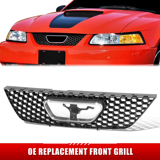 PARRILLA GRILLE - FD MSTNG 99-04/ GRILLE ASS'Y/ MAT-BLACK W/CHROME MLDG/ (GT/BASE)//PARTS.NO,FO1200357//OEM NO,XR3Z8200AA