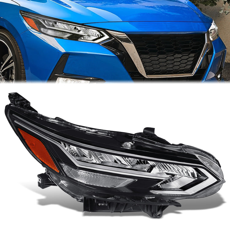 FAROS OE STYLE - 20-22 NISSAN SENTRA - USES H9 HIGH / H11 LOW BEAM BULBS W/ DRL - FITS S, SR PREMIUM, SV MODELS ONLY ALSO FITS WITH FACTORY LED HEADLIGHTS - RIGHT - OE STYLE - CHROME