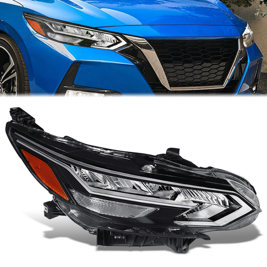 FAROS OE STYLE - 20-22 NISSAN SENTRA - USES H9 HIGH / H11 LOW BEAM BULBS W/ DRL - FITS S, SR PREMIUM, SV MODELS ONLY ALSO FITS WITH FACTORY LED HEADLIGHTS - RIGHT - OE STYLE - CHROME