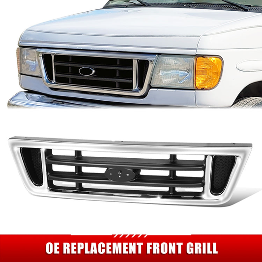 PARRILLA GRILLE - FD ECNOLNE VAN '92-'96/'97-'07/ GRILLE ASS'Y 03-07/ CHROME/SILVER GRAY/ (PLATINUM)//PARTS.NO,FO1200428//OEM NO,2C2Z8200AAD