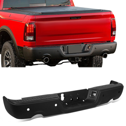 BURRERA TRASERA 09-19 DODGE RAM 1500 - ALSO FITS 19 RAM 1500 CLASSIC - W/ DUAL EXHAUST & W/ BACKUP SENSORS - FITS MODELS W/ DUAL EXHAUST W/ BACKUP SENSORS - BLACK/STEEL