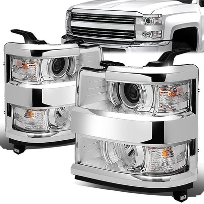 FAROS 15-19 CHEVY SILVERADO 2500HD / 15-19 CHEVY SILVERADO 3500HD - PROJECTOR LOW BEAM - CHROME HOUSING / CLEAR CORNER - 9005 HIGH / H11 LOW / 7443A SIGNAL