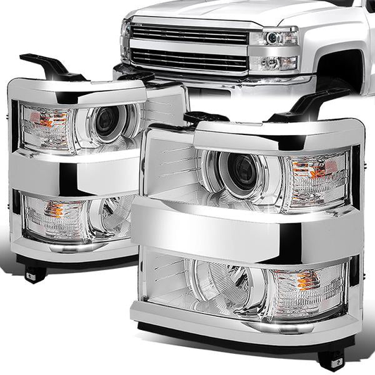 FAROS 15-19 CHEVY SILVERADO 2500HD / 15-19 CHEVY SILVERADO 3500HD - PROJECTOR LOW BEAM - CHROME HOUSING / CLEAR CORNER - 9005 HIGH / H11 LOW / 7443A SIGNAL