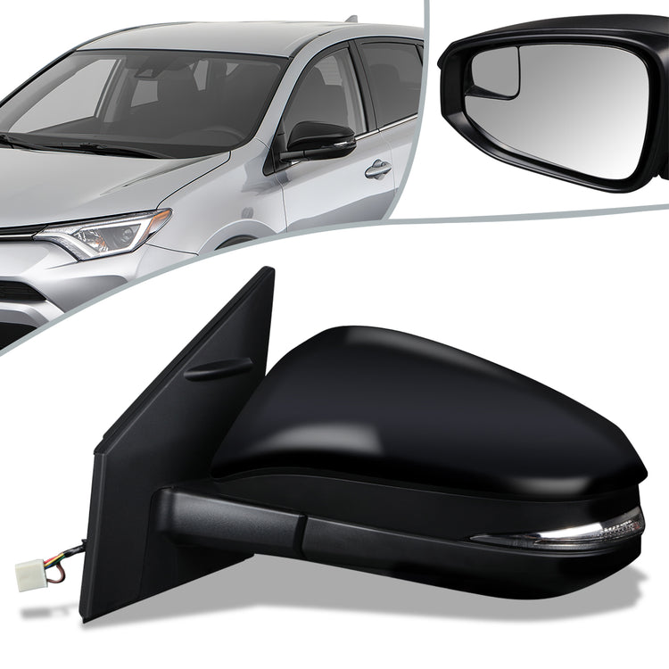 RETROVISOR MIRROR - OEM - 13-15 TOYOTA RAV4 - POWERED - HEATED - W/ SIGNAL LIGHT - W/ SPOTTER GLASS - FOLDING - BLACK MATERIAL - LEFT