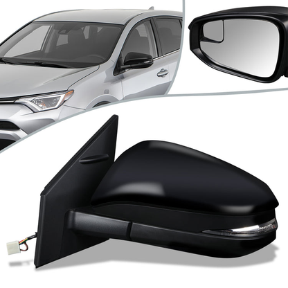 RETROVISOR MIRROR - OEM - 13-15 TOYOTA RAV4 - POWERED - HEATED - W/ SIGNAL LIGHT - W/ SPOTTER GLASS - FOLDING - BLACK MATERIAL - LEFT