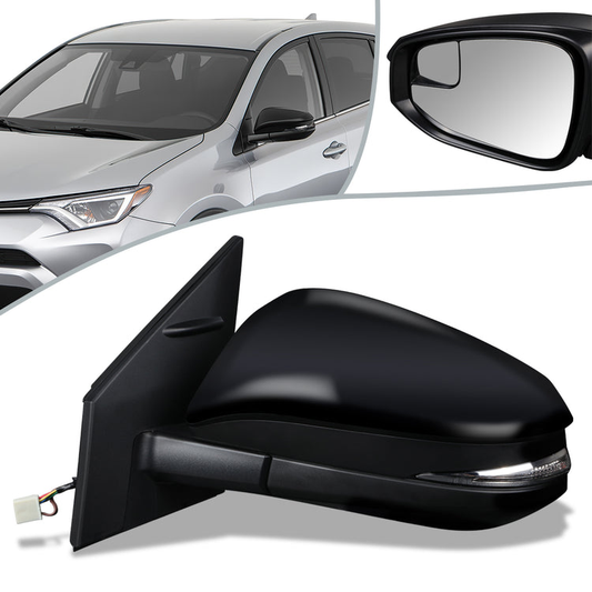 RETROVISOR MIRROR - OEM - 13-15 TOYOTA RAV4 - POWERED - HEATED - W/ SIGNAL LIGHT - W/ SPOTTER GLASS - FOLDING - BLACK MATERIAL - LEFT