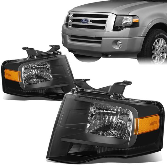 FAROS 07-14 FORD EXPEDITION 4-DOOR - H13 LOW BEAM / HIGH BEAM - BLACK HOUSING / AMBER CORNER