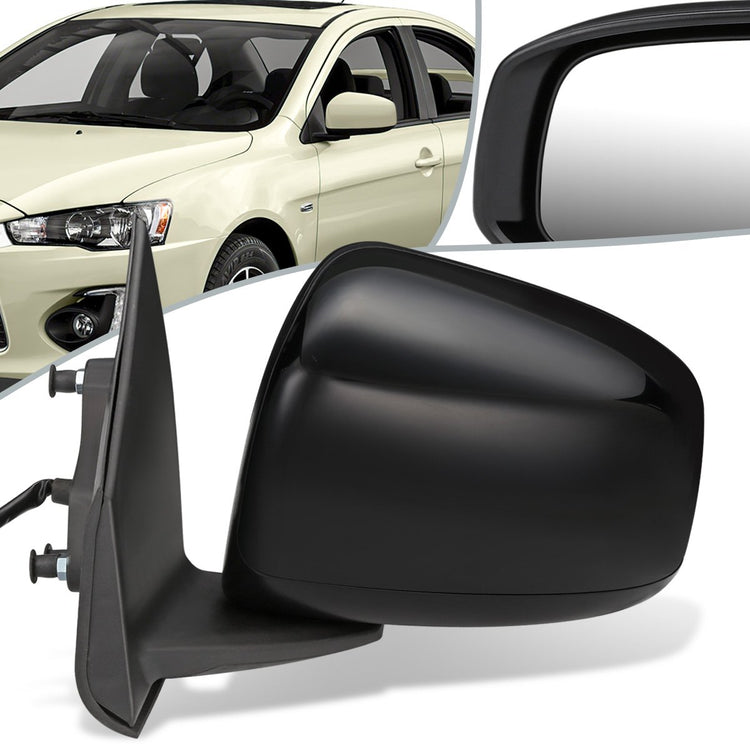 RETROVISOR MIRROR - OEM - 08-17 MITSUBISHI LANCER - POWERED - FOLDING - BLACK MATERIAL - LEFT