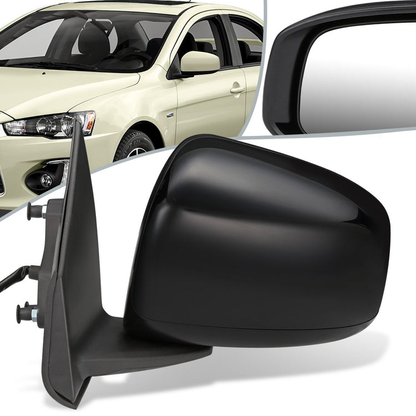 RETROVISOR MIRROR - OEM - 08-17 MITSUBISHI LANCER - POWERED - FOLDING - BLACK MATERIAL - LEFT