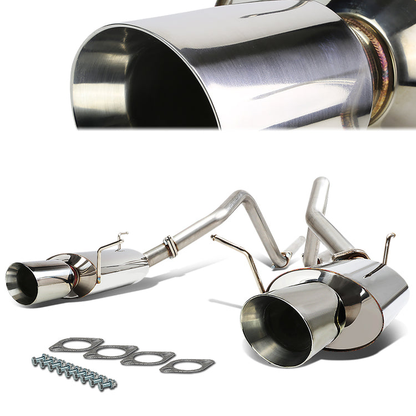 TUBERIA CATBACK CATBACK - 11-14 FORD MUSTANG 3.7L V6 - DUAL ROLLED TIP - STAINLESS STEEL