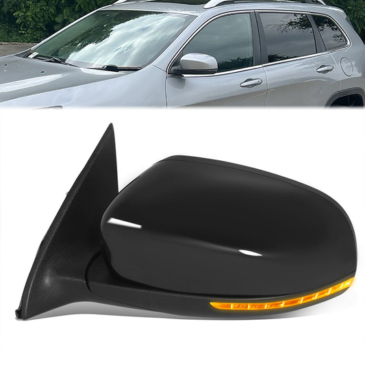 RETROVISOR MIRROR - OE STYLE - JEEP CHEROKEE 14-18 - WITH POWER WITH HEATED GLASS WITH TURN SIGNAL WITH MEMORY - DRIVER SIDE - PAINT TO MATCH - BLACK