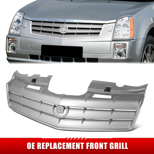 PARRILLA GRILLE - CADLAC SRX '04-'09/ GRILLE ASS'Y 04-05/ CHROME/PAINTED SILVER/ W/O SPORT PKG