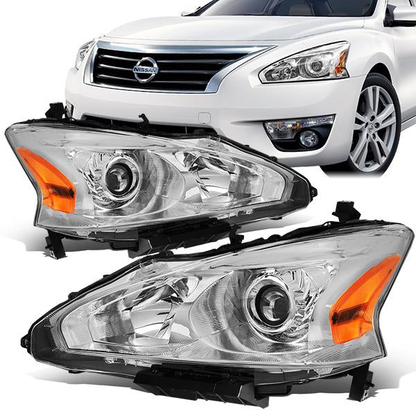 FAROS 13-15 NISSAN ALTIMA - H11 LOW BEAM / H9 HIGH BEAM - CHROME HOUSING / AMBER CORNER
