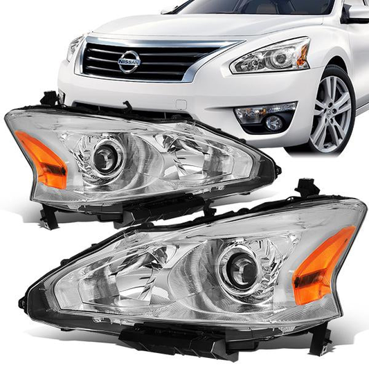 FAROS 13-15 NISSAN ALTIMA - H11 LOW BEAM / H9 HIGH BEAM - CHROME HOUSING / AMBER CORNER