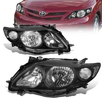 FAROS 09-10 TOYOTA COROLLA - 9006 LOW BEAM / 9005 HIGH BEAM / 3457A TURN SIGNAL - BLACK HOUSING / CLEAR CORNER