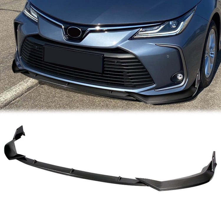 LIP FRONTAL 20-21 TOYOTA COROLLA - FITS L, LE, XLE ONLY - REQUIRES DRILLING BUMPER FOR INSTALLATION - 3PC - CARBON FIBER LOOK