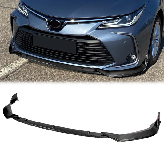 LIP FRONTAL 20-21 TOYOTA COROLLA - FITS L, LE, XLE ONLY - REQUIRES DRILLING BUMPER FOR INSTALLATION - 3PC - CARBON FIBER LOOK