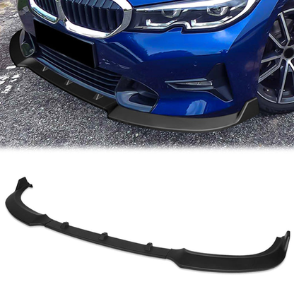 LIP FRONTAL 19-20 BMW 330I, 20-21 320I, 2020 330E - FITS SPORT-LINE BUMPER ONLY - DOES NOT FIT M-SPORT OR M-TECH BUMPER - REQUIRES DRILLING BUMPER FOR INSTALLATION - 3PC - MATTE BLACK