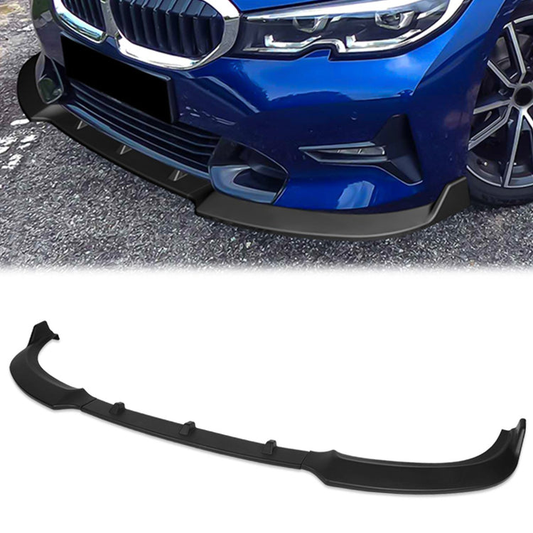 LIP FRONTAL 19-20 BMW 330I, 20-21 320I, 2020 330E - FITS SPORT-LINE BUMPER ONLY - DOES NOT FIT M-SPORT OR M-TECH BUMPER - REQUIRES DRILLING BUMPER FOR INSTALLATION - 3PC - MATTE BLACK