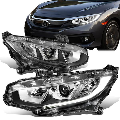 FAROS 16-18 HONDA CIVIC - H11 LOW BEAM / 9005 HIGH BEAM - CHROME HOUSING / CLEAR CORNER