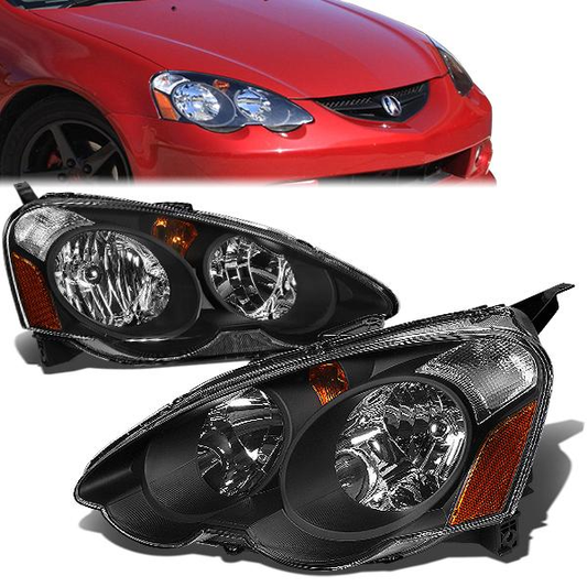 FAROS 02-04 ACURA RSX 2-DOOR - BLACK HOUSING / AMBER CORNER - H1 LOW BEAM / HIGH BEAM