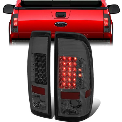 FAROS TRASEROS 08-16 FORD F-250, F-350, F-450, F-550 - SUPER DUTY / 09-16 FORD F-350, F-450 / 15-16 FORD F-550 - LED - CHROME / SMOKE