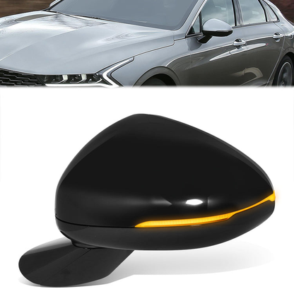 RETROVISOR MIRROR - OE STYLE - KIA K5 21-24 - WITH POWER WITH HEATED GLASS WITH BLIND SPOT WITH TURN SIGNAL - FOR GT - DRIVER SIDE - PAINT TO MATCH - BLACK