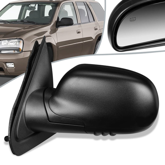 RETROVISOR MIRROR - OEM - 04-07 BUICK RAINIER / 02-08 CHEVY TRAILBLAZER / 02-08 GMC ENVOY / 03-08 ISUZU ASCENDER / 02-04 OLDMOBILE BRAVADA - POWERED - HEATED - TEXTURED - BLACK - LEFT