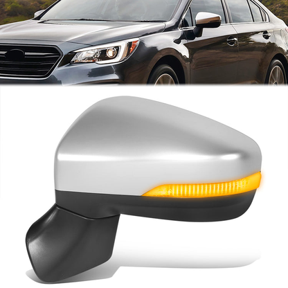 RETROVISOR MIRROR - OE STYLE - SUBARU LEGACY 18-19 - SUBARU OUTBACK 18-19 - WITH POWER WITH HEATED WITH SIGNAL SILVER COVER - DRIVER SIDE - SMOOTH - BLACK / SILVER