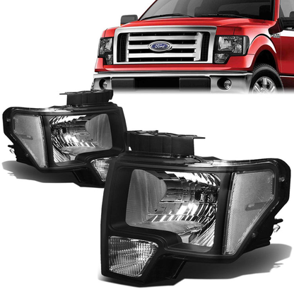 FAROS 09-14 FORD F-150 2/4-DR - FITS HALOGEN MODELS ONLY - DOES NOT FIT XENON OR HID MODEL - H13 LOW BEAM / HIGH BEAM / 3157A TURN SIGNAL - BLACK HOUSING / CLEAR CORNER
