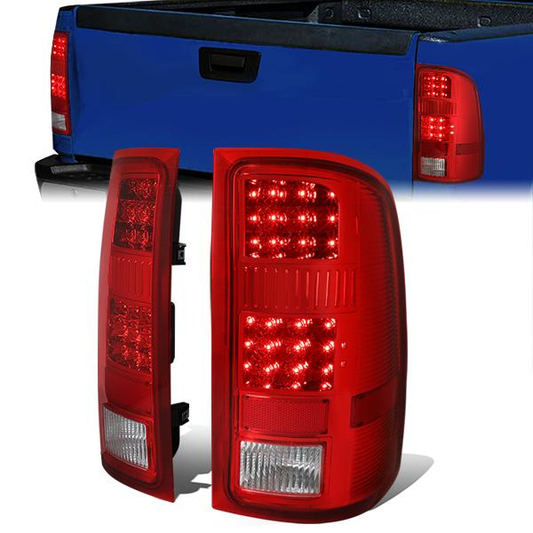 FAROS TRASEROS 07-13 GMC SIERRA 1500 - 07-14 GMC SIERRA 2500HD 3500HD - DOES NOT FIT DUALLY MODELS, DOES NOT FIT DENALI MODELS, DOES NOT FIT MODELS WITH 921 BACKUP BULB MODELS - LED - CHROME / RED