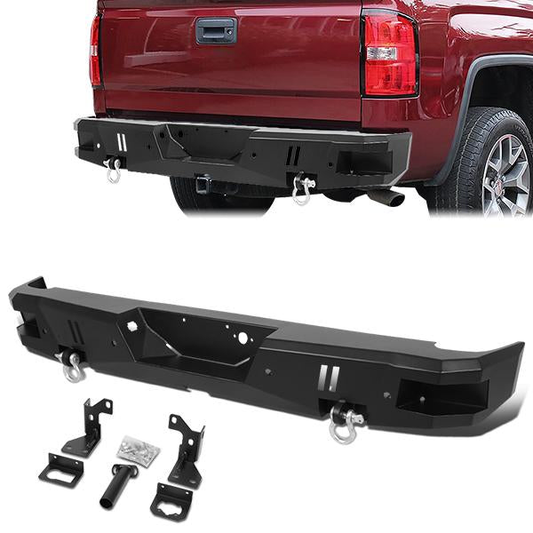 DEFENSA TRASERA OFF ROAD 14-18 CHEVY SILVERADO 1500, GMC SIERRA 1500 - W/ D-RING SHACKLES - BLACK