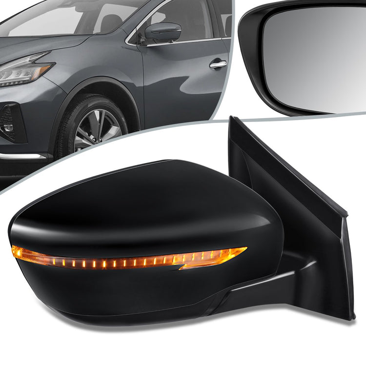 RETROVISOR MIRROR - OEM - 15-18 NISSAN MURANO - POWERED - W/ SIGNAL LIGHT - FOLDING - BLACK MATERIAL - RIGHT