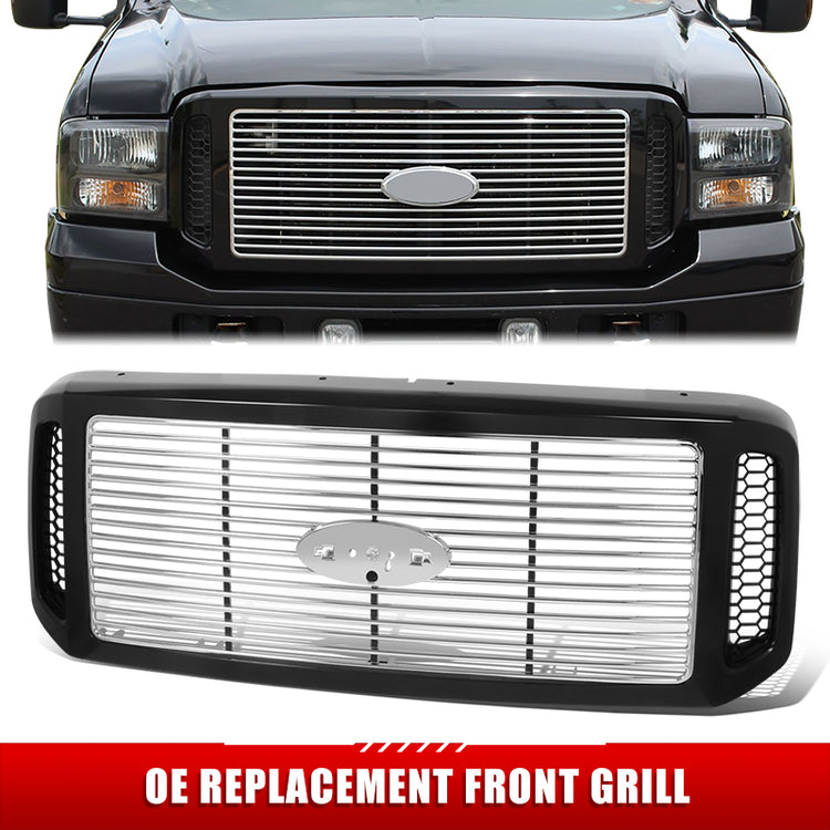 PARRILLA GRILLE - FD F350 P/U '05-'07(SUPR DUTY)/ GRILLE ASS'Y/ CHROME W/BLACK FRAME/ (DAVIDSON MODEL)//PARTS.NO,FO1200458//OEM NO,6C3Z8200DA