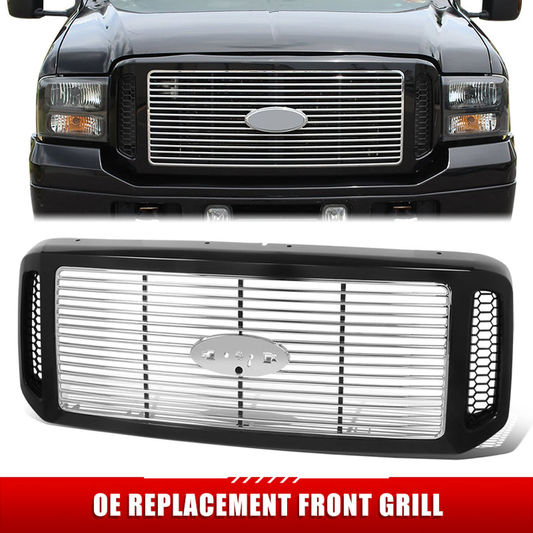 PARRILLA GRILLE - FD F350 P/U '05-'07(SUPR DUTY)/ GRILLE ASS'Y/ CHROME W/BLACK FRAME/ (DAVIDSON MODEL)//PARTS.NO,FO1200458//OEM NO,6C3Z8200DA