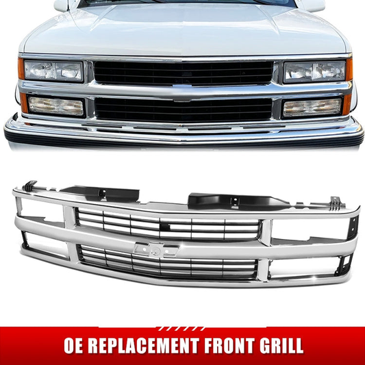 PARRILLA GRILLE - CV C10/GC '88-'93/'94-'01/ GRILLE ASS'Y 94-01/ CHROME/SILVER (CHEVY)/ (COMPOSITE DUAL H/L)/ (SAME=BLAZER=SUBURBAN=TAHOE)//PARTS.NO,GM1200238//OEM NO,15981106