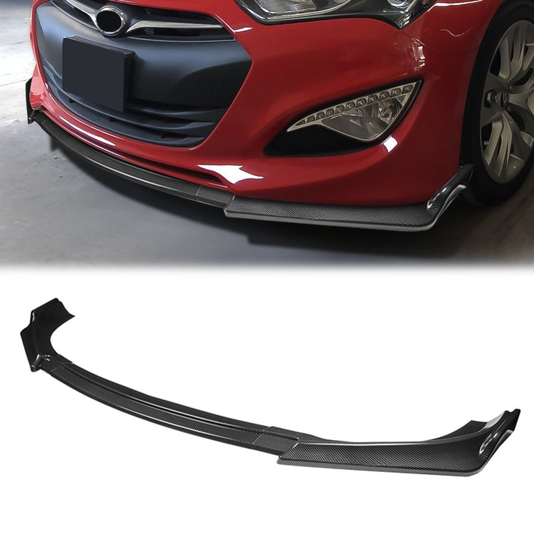 LIP FRONTAL 13-16 HYUNDAI GENESIS COUPE - REQUIRES DRILLING BUMPER FOR INSTALLATION - 3PC - CARBON FIBER LOOK