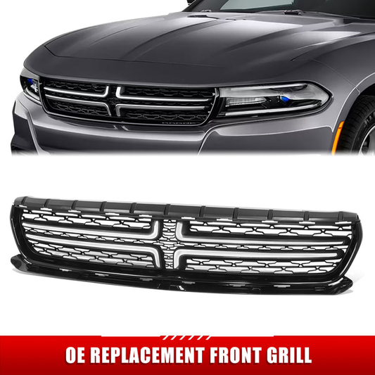 PARRILLA GRILLE - DG CHARGR 15-17/18-22/ GRILLE ASS'Y 15-22/ MAT-BLACK W/CHROME MOULDING/ (W/O HOOD SCOOP)