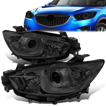 FAROS 13-16 MAZDA CX-5 - FITS MODELS WITH HALOGEN HEADLIGHTS - PROJECTOR LOW BEAM - 9005 HIGH / H11 LOW BEAM - SMOKE HOUSING / CLEAR CORNER