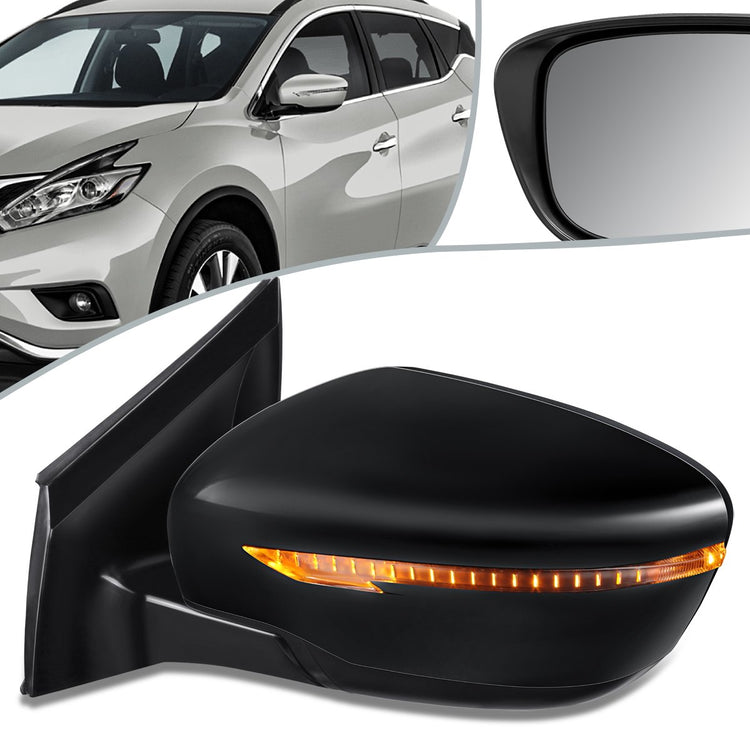 RETROVISOR MIRROR - OEM - 15-18 NISSAN MURANO - POWERED - W/ SIGNAL LIGHT - FOLDING - BLACK MATERIAL - LEFT