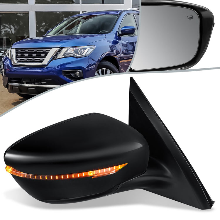 RETROVISOR MIRROR - OEM - 13-16 NISSAN PATHFINDER - POWERED - HEATED - W/ SIGNAL LIGHT - FOLDING - BLACK MATERIAL - RIGHT