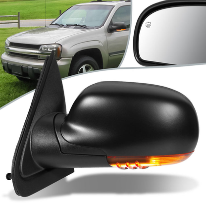 RETROVISOR MIRROR - OEM - 02-05 CHEVY TRAIL BLAZER - POWERED - HEATED - W/ MEMORY - W/ TURN SIGNAL - FOLDING - BLACK MATERIAL - LEFT