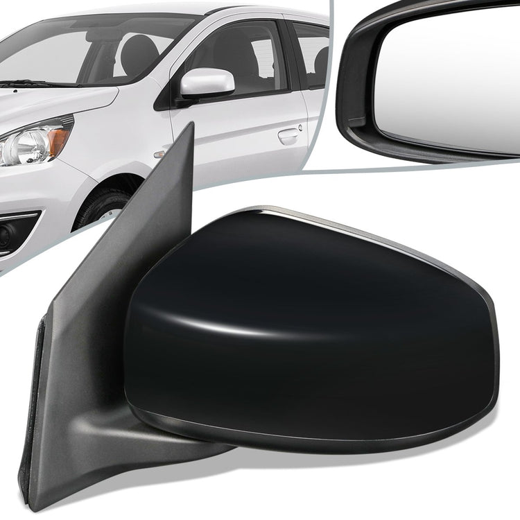 RETROVISOR MIRROR - OEM - 14-15 MITSUBISHI MIRAGE, COLT - POWERED - FOLDING - BLACK MATERIAL - LEFT