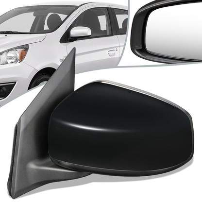 RETROVISOR MIRROR - OEM - 14-15 MITSUBISHI MIRAGE, COLT - POWERED - FOLDING - BLACK MATERIAL - LEFT