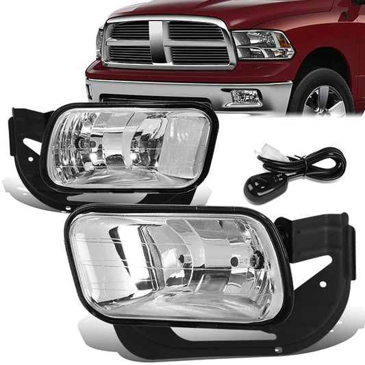 FAROS DE NIEBLA 09-12 DODGE RAM 1500 / 11-18 DODGE RAM 2500, 3500 - WITH SWITCH - CHROME / CLEAR