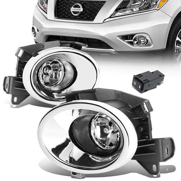 FAROS DE NIEBLA 13-16 NISSAN PATHFINDER - WITH SWITCH, BEZEL - H11 BULB - CHROME / CLEAR
