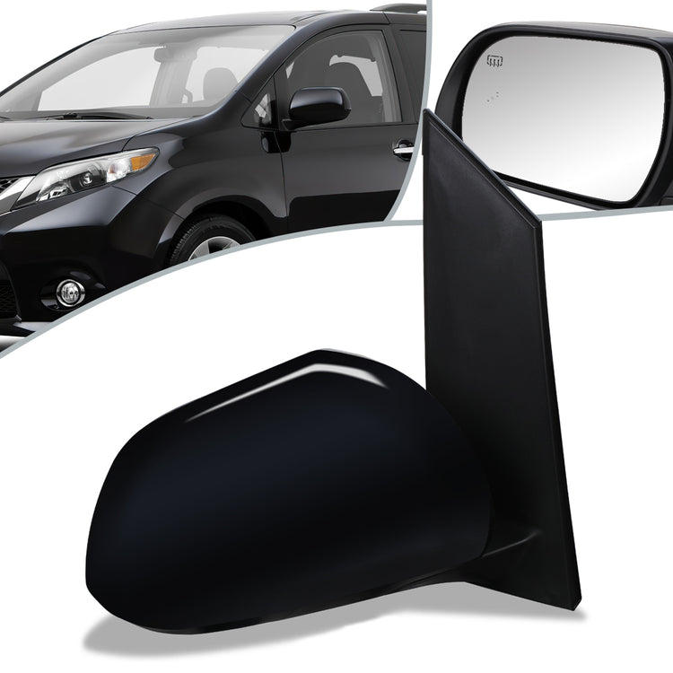 RETROVISOR MIRROR - OEM - 11-17 TOYOTA SIENNA - POWERED - HEATED - W/ BSD - FOLDING - RIGHT - BLACK MATERIAL