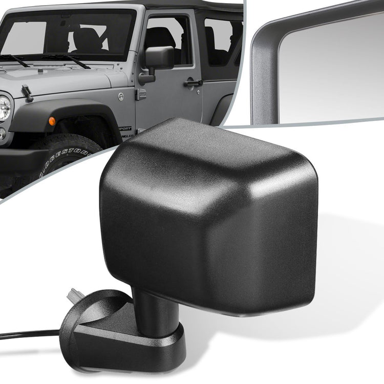 RETROVISOR MIRROR - 07-13 JEEP WRANGLER - POWERED - HEATED - OEM - LEFT - TEXTURED/BLACK