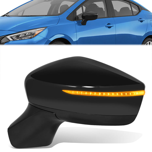 RETROVISOR MIRROR - OE STYLE - NISSAN VERSA 20-24 - WITH POWER WITH HEATED WITH SIGNAL WITH BLIND SPOT - DRIVER SIDE - PAINT TO MATCH - BLACK